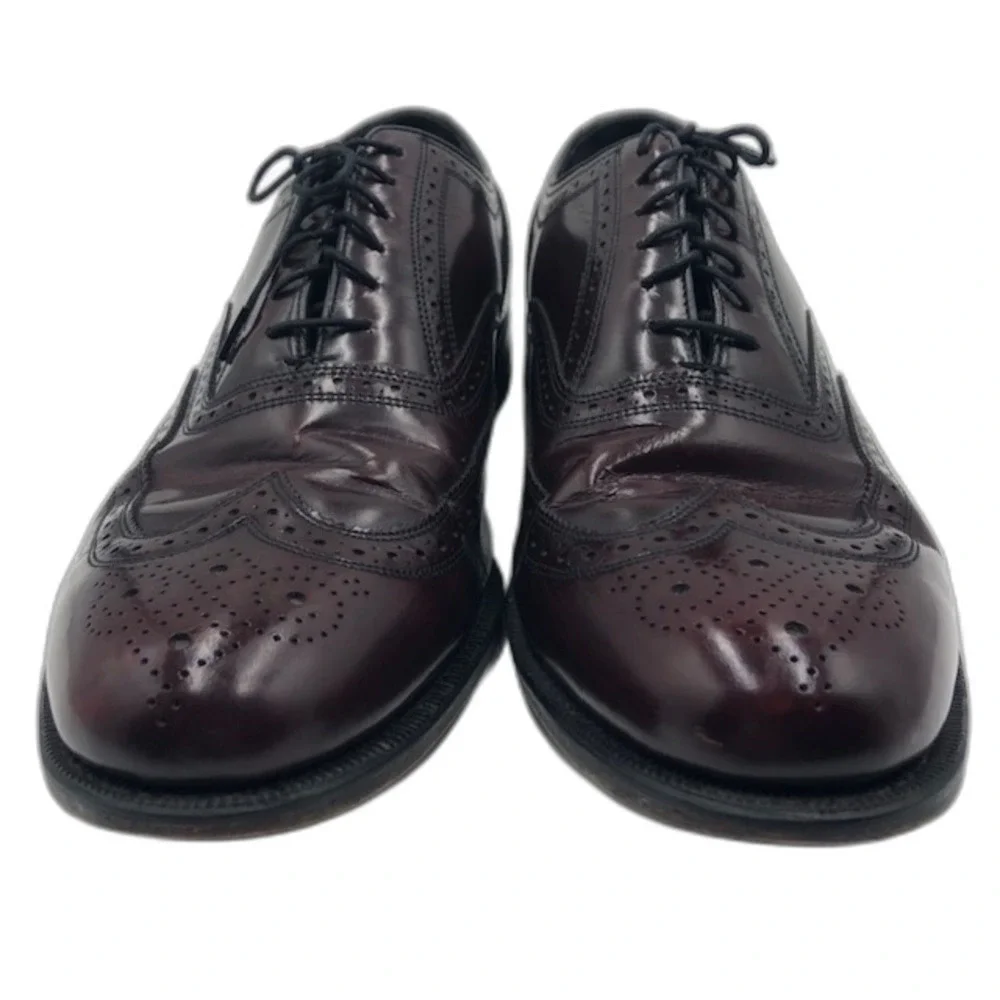 Florsheim Men’s Burgundy Leather Wingtip Oxfords Size 12D Vintage
